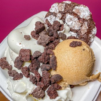 Mixed Desserts - Indecision Sundae with Chocolate Chip Cookie Dough, and Chocolate Crinkle Cookie - Desserts Near Me - Cary, North Carolina Mixed Desserts - Indecision Sundae with Chocolate Chip Cookie Dough, and Chocolate Crinkle Cookie - Desserts Near Me - Cary, North Carolina