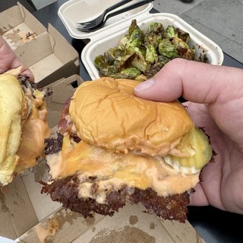 For The Win - Double bacon cheeseburger and Brussels sprouts - Burgers Near Me - San Diego, California For The Win - Double bacon cheeseburger and Brussels sprouts - Burgers Near Me - San Diego, California