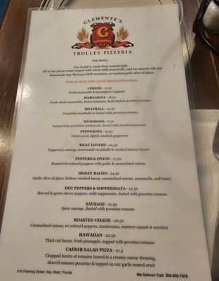 Menu photo 5 Clemente's Trolley Pizzeria Key West, FL Menu photo 5 Clemente's Trolley Pizzeria Key West, FL