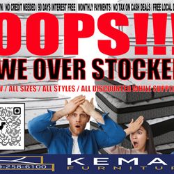 Kemah Furniture Outlet - Oops, we over stocked our mattress inventory! All sizes, all styles, all discounted while supplies last. Contact us now 409-258-6100
