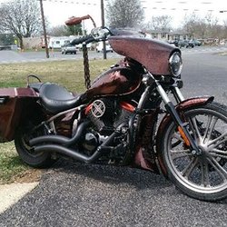 PsychoBilly Customs - A Harley S.G. w/ custom paint: Black base, orange flake, lots of clear coat!