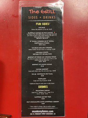 Menu photo 5 Monterey Lanes Monterey, CA Menu photo 5 Monterey Lanes Monterey, CA