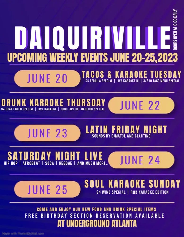 DAIQUIRIVILLE 50 Upper Alabama St SW, Atlanta, Karaoke