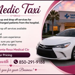 Medic Taxi - We are a Medical based Taxi service offering services to patients who have just been discharged and no family around to help . We can help!