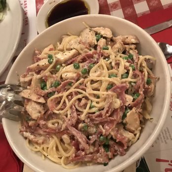 Buca di Beppo Italian Restaurant - Chicken Carbonara - small size - Italian Near Me - Brea, California Buca di Beppo Italian Restaurant - Chicken Carbonara - small size - Italian Near Me - Brea, California