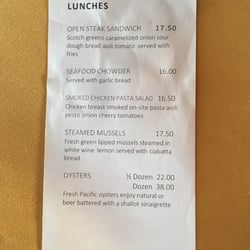 Enigma On The Esplanade - Lunch menu
