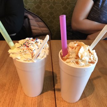 Little Stack Haystack Burgers - Vanilla (left) and Banana Pudding (right) milkshakes. - Burgers Near Me - Richardson, Texas