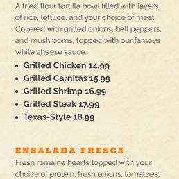 Here is a picture of the menu online.