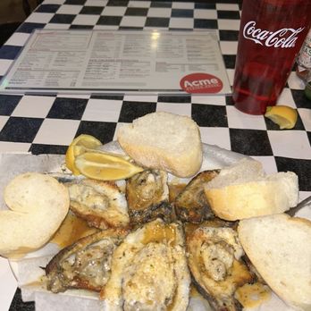 Acme Oyster House - Char grill oysters garlic butter w bread - Cajun/Creole Near Me - Baton Rouge, Louisiana