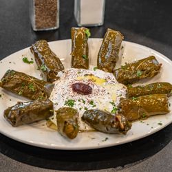 Grape leaves appetizer (dolmades; vegetarian)