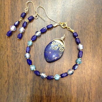 Artist's Market - Beautiful Lapis bracelet, earrings, and pendant set made special-order by Nicolette at the Artist's Market! - Art Galleries Near Me - New Orleans, Louisiana Artist's Market - Beautiful Lapis bracelet, earrings, and pendant set made special-order by Nicolette at the Artist's Market! - Art Galleries Near Me - New Orleans, Louisiana