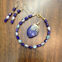 Artist's Market - Beautiful Lapis bracelet, earrings, and pendant set made special-order by Nicolette at the Artist's Market!