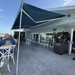 Buoy's Waterfront Bar & Grill - Upstairs patio for breakfast. Nice views