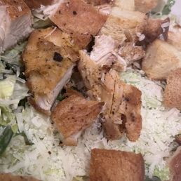 Leather chicken or crouton? Saddest grilled chicken Caesar in Wake County.