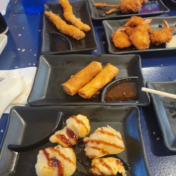Mikado Sushi - Appetizers: tofu, shrimp tempura, spring rolls, coconut shrimp, and shrimp lollipop - Sushi Bars Near Me - Rock Hill, South Carolina Mikado Sushi - Appetizers: tofu, shrimp tempura, spring rolls, coconut shrimp, and shrimp lollipop - Sushi Bars Near Me - Rock Hill, South Carolina