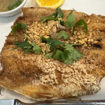 Renu Nakorn - Fried Trout - a very small portion for the high price you pay - Thai Near Me - Norwalk, California Renu Nakorn - Fried Trout - a very small portion for the high price you pay - Thai Near Me - Norwalk, California