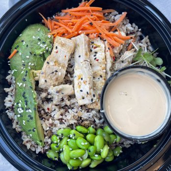 Tea Bar & Fusion Kitchen - Grilled tofu brown rice quinoa bowl + avocado - Cafes Near Me - Redding, California Tea Bar & Fusion Kitchen - Grilled tofu brown rice quinoa bowl + avocado - Cafes Near Me - Redding, California