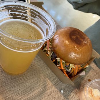 Monkey King Brewing - Monkey King Burger + Three Weavers Citra Puffs Ale - Burgers Near Me - Los Angeles, California