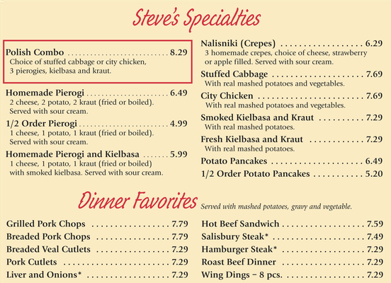 Menu photo 3 Steve's Family Dining Livonia, MI Menu photo 3 Steve's Family Dining Livonia, MI