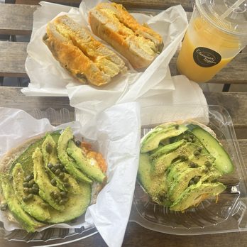 Clearwater Bagel - Cheese and egg on a jalapeño cheddar bagel AND Cucumber, avocado & capers on a jalapeño cheddar bagel - Bagels Near Me - Walnut, California Clearwater Bagel - Cheese and egg on a jalapeño cheddar bagel AND Cucumber, avocado & capers on a jalapeño cheddar bagel - Bagels Near Me - Walnut, California