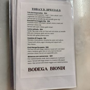 Bodega Biondi - Specials Menu - Wine Bars Near Me - Fair Oaks, California