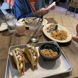 Tacos, chili relleno and pomegranate margaritas