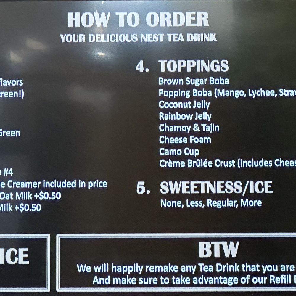 The Nest Boba - Menu - Cafes Near Me - San Antonio, Texas The Nest Boba - Menu - Cafes Near Me - San Antonio, Texas