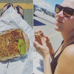 Big Red Truck 49 - Couldn't be happier with lunch; sunshine and sammies!