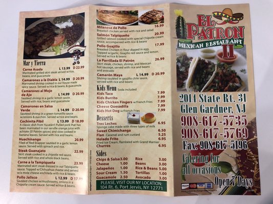 Menu photo 8 El Patron Mexican Restaurant Glen Gardner, NJ