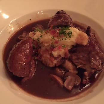 Bistro Moulin - Chicken thighs braised in red wine sauce - Wine Bars Near Me - Monterey, California