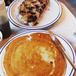 Blueberry pancakes at least a foot across!