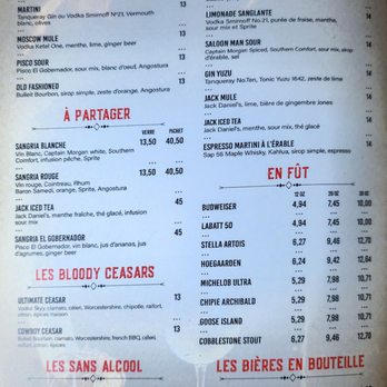 Jack Saloon - the menu for jack's bar and grill - Bars Near Me - Brossard, Quebec