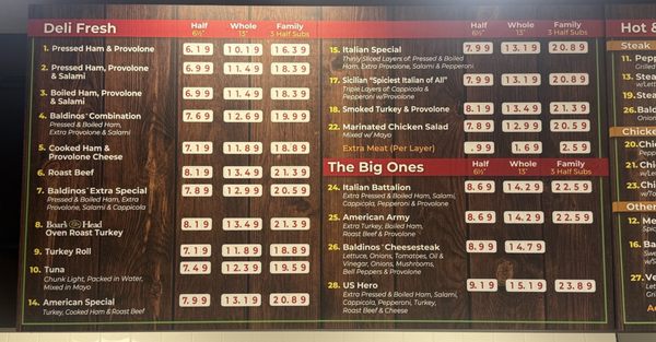 Menu photo 2 Baldinos Giant Jersey Subs Hiram, GA Menu photo 2 Baldinos Giant Jersey Subs Hiram, GA