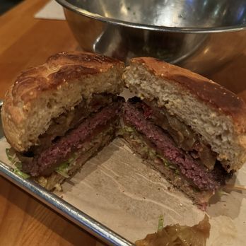 Hopdoddy Burger Bar - GF- The Classic, no cheese, added bacon and caramelized onion - Burgers Near Me - Austin, Texas Hopdoddy Burger Bar - GF- The Classic, no cheese, added bacon and caramelized onion - Burgers Near Me - Austin, Texas