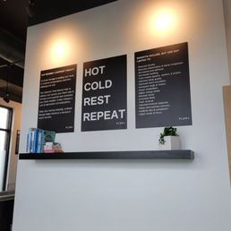 Great info on the wall at Plunj about why the hot and cold are good for you.
