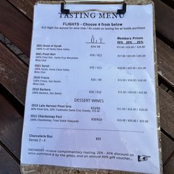Wargin Wines - Soquel Village - Flight menu