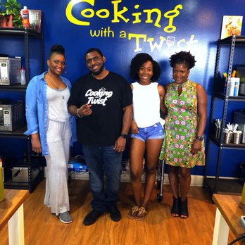 Cooking With A Twist - I'm in white . The chef is in black. Fun putting with co-workers. - Cooking Classes Near Me - Stafford, Texas