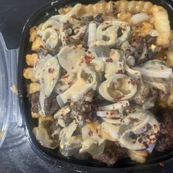 Steak Fries with onion and japs