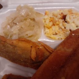 Flounder, mac and cheese, cabbage