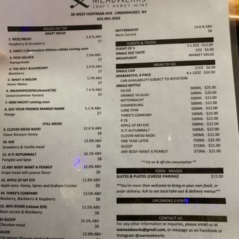 WA Meadwerks - What (was) on tap back in mid October 2019. - Meaderies Near Me - Lindenhurst, New York WA Meadwerks - What (was) on tap back in mid October 2019. - Meaderies Near Me - Lindenhurst, New York