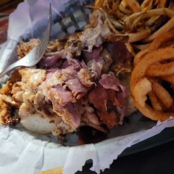 Barber's Grill - Chix n ham w curly fries - Bars Near Me - Brockport, New York Barber's Grill - Chix n ham w curly fries - Bars Near Me - Brockport, New York