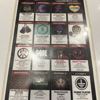 The Empourium Brewing Company - Menu as of 9/7/25 - Brewpubs Near Me - Denver, Colorado