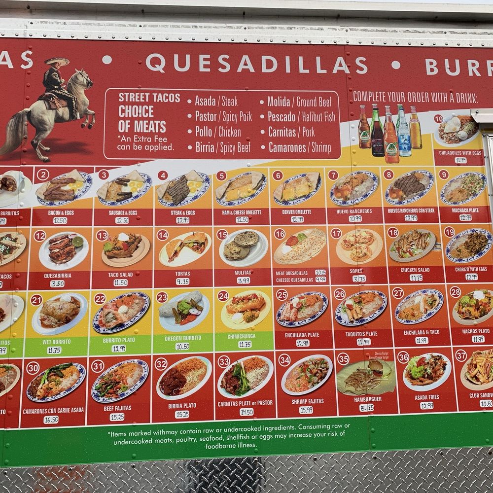 Menu with prices.