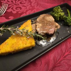 Chef To Go Catering - Filet mignon porcini butter with sautéed polenta and broccolini