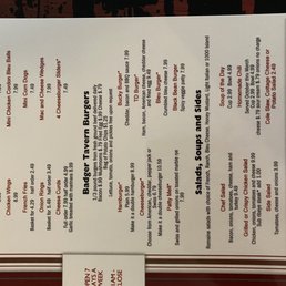 the menu for the restaurant