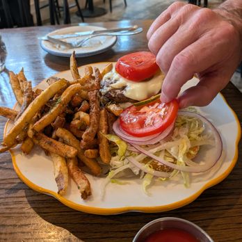 Ruthie's All-Day - Double Rad Burger with cheddar and french fries - Barbeque Near Me - Arlington, Virginia Ruthie's All-Day - Double Rad Burger with cheddar and french fries - Barbeque Near Me - Arlington, Virginia