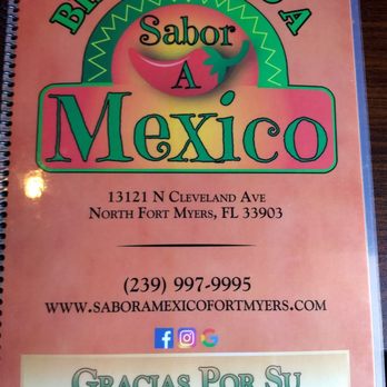 Sabor A Mexico - Menu cover - Mexican Near Me - North Fort Myers, Florida