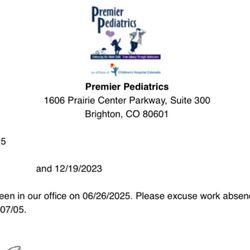 Premier Pediatrics - Letter