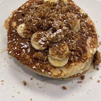 The Breakfast & Burger Club - Banana Granola Banana & Honey Pancakes - there's also bananas cooked into the pancakes. Soooo good! - Burgers Near Me - Nyack, New York The Breakfast & Burger Club - Banana Granola Banana & Honey Pancakes - there's also bananas cooked into the pancakes. Soooo good! - Burgers Near Me - Nyack, New York