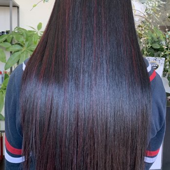 Sleek Salon - Dark burgundy highlights... done by Helen I am loving it - Hair Salons Near Me - Fremont, California Sleek Salon - Dark burgundy highlights... done by Helen I am loving it - Hair Salons Near Me - Fremont, California